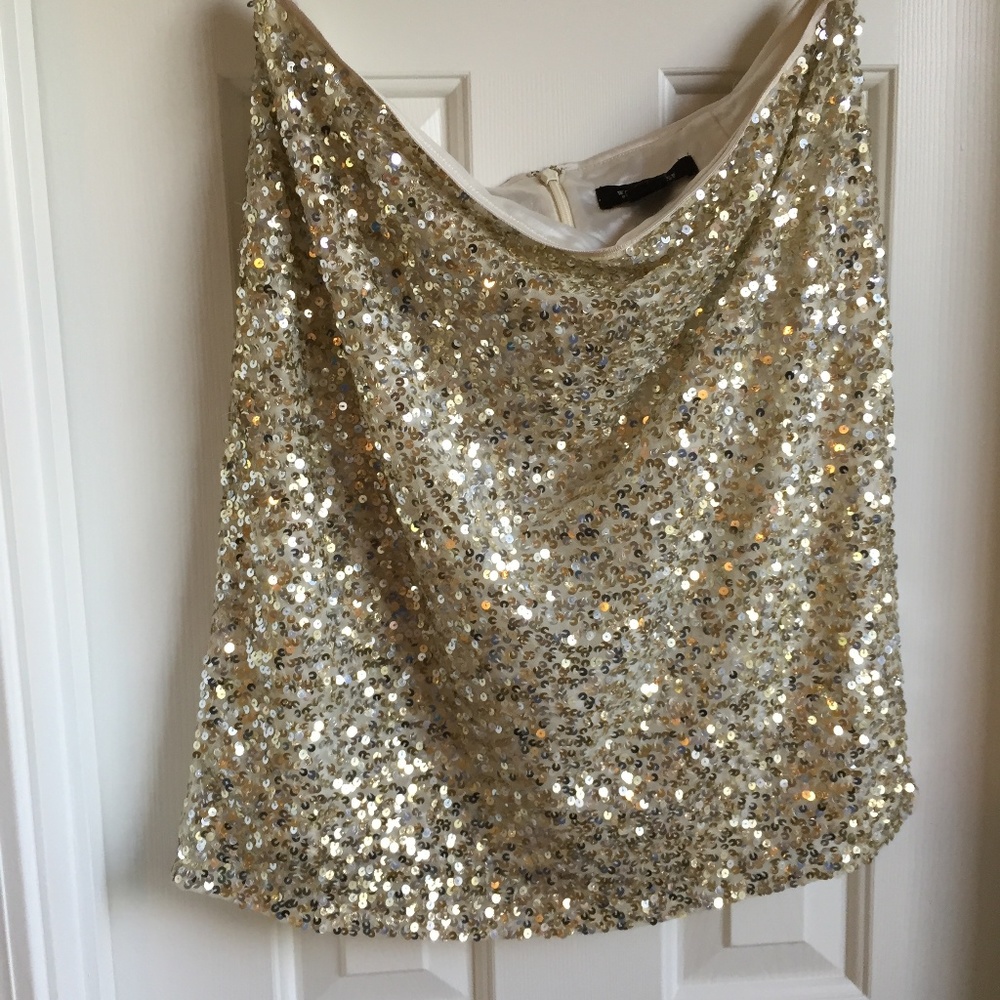 WHBM gold and silver sequin  miniskirt